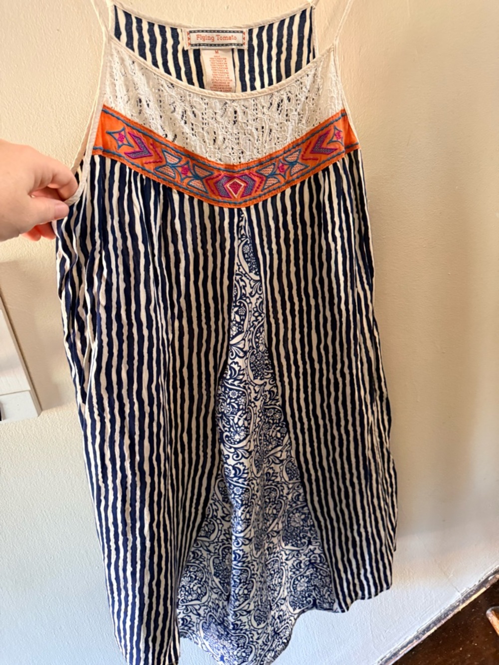 Flying Tomato Navy & White Boho Midi dress with Embroidered neckline - Picture 4 of 10